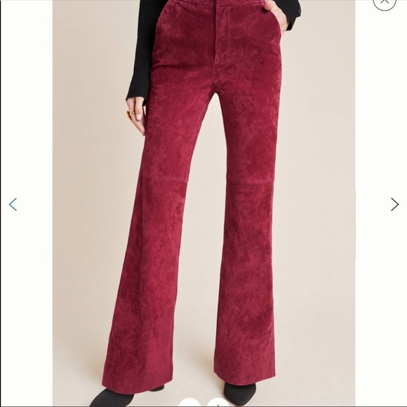 Anthropologie Burgundy Carson Suede Trouser Pants - Picture 6 of 6